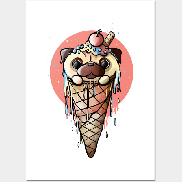 Pug icecream Wall Art by Fan.Fabio_TEE